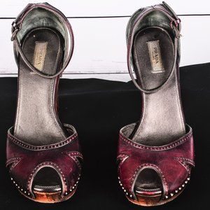Prada NWOT Wood Wedge Sandal Size 8
